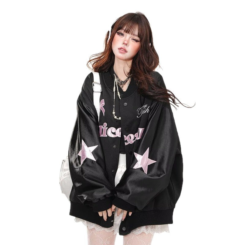 Trendy Popular American Bow Embroidered Baseball Coats