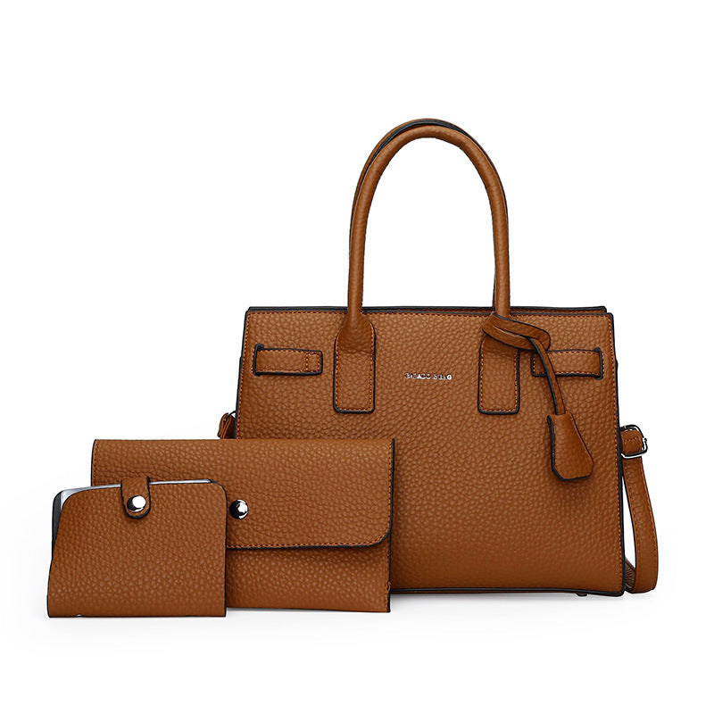 Women's Three-piece With Litchi Pattern Hand Holding Shoulder Bags