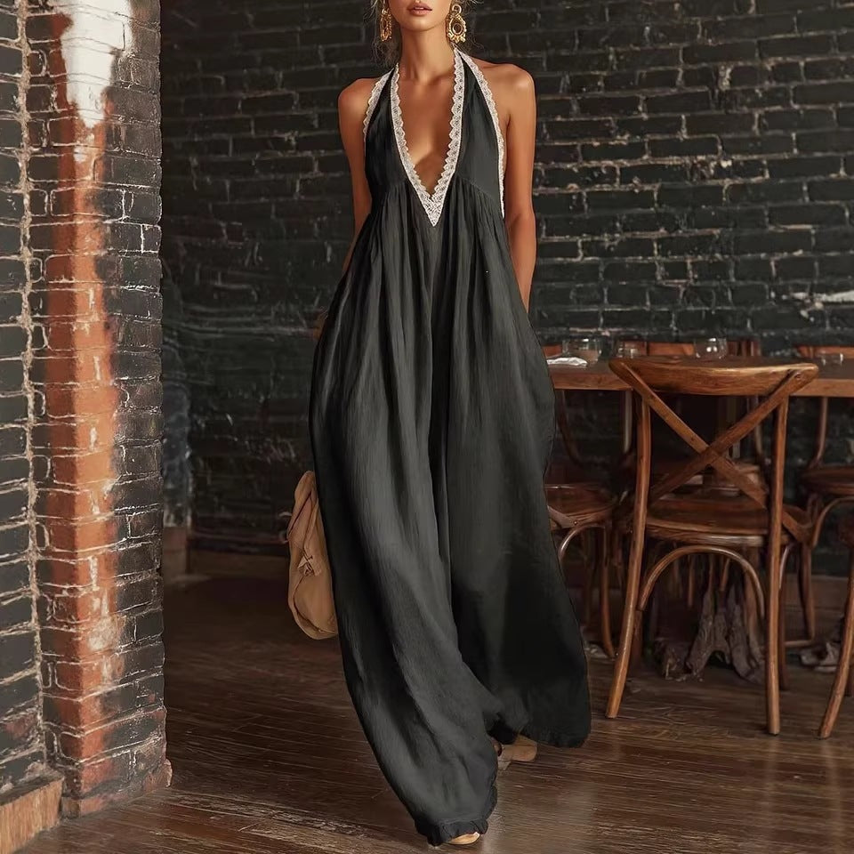 Casual Elegant Comfortable Lace Loose Linen Jumpsuits