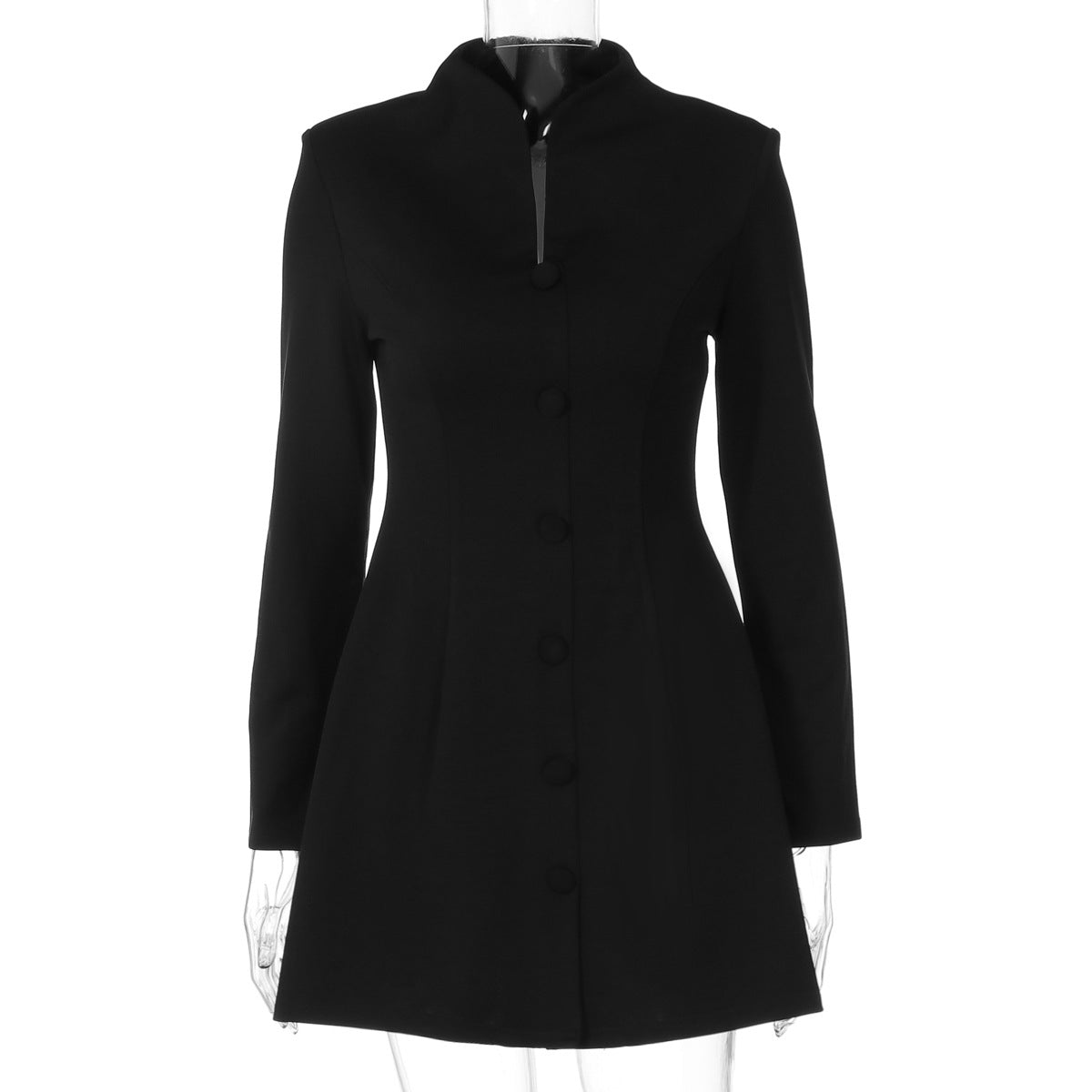 Women's Autumn Chinese Style Stand Collar Fashion Elegant Buckle Waist Dresses