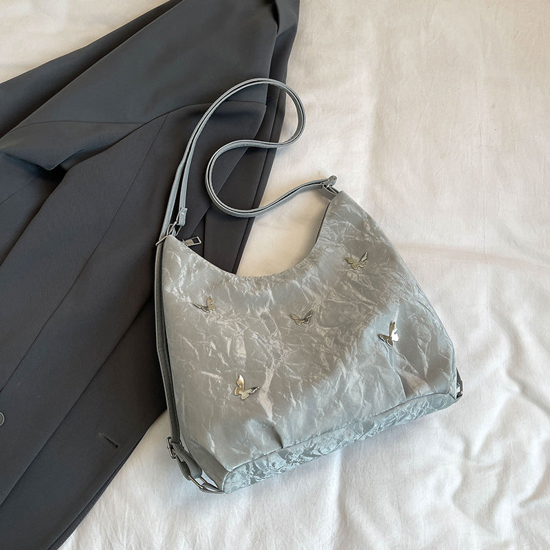 Soft Leather Large Capacity Butterfly Decorative Tote Bags