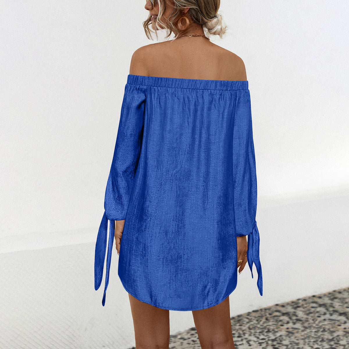 Durable Attractive Women's Bow Long Sleeve Dress