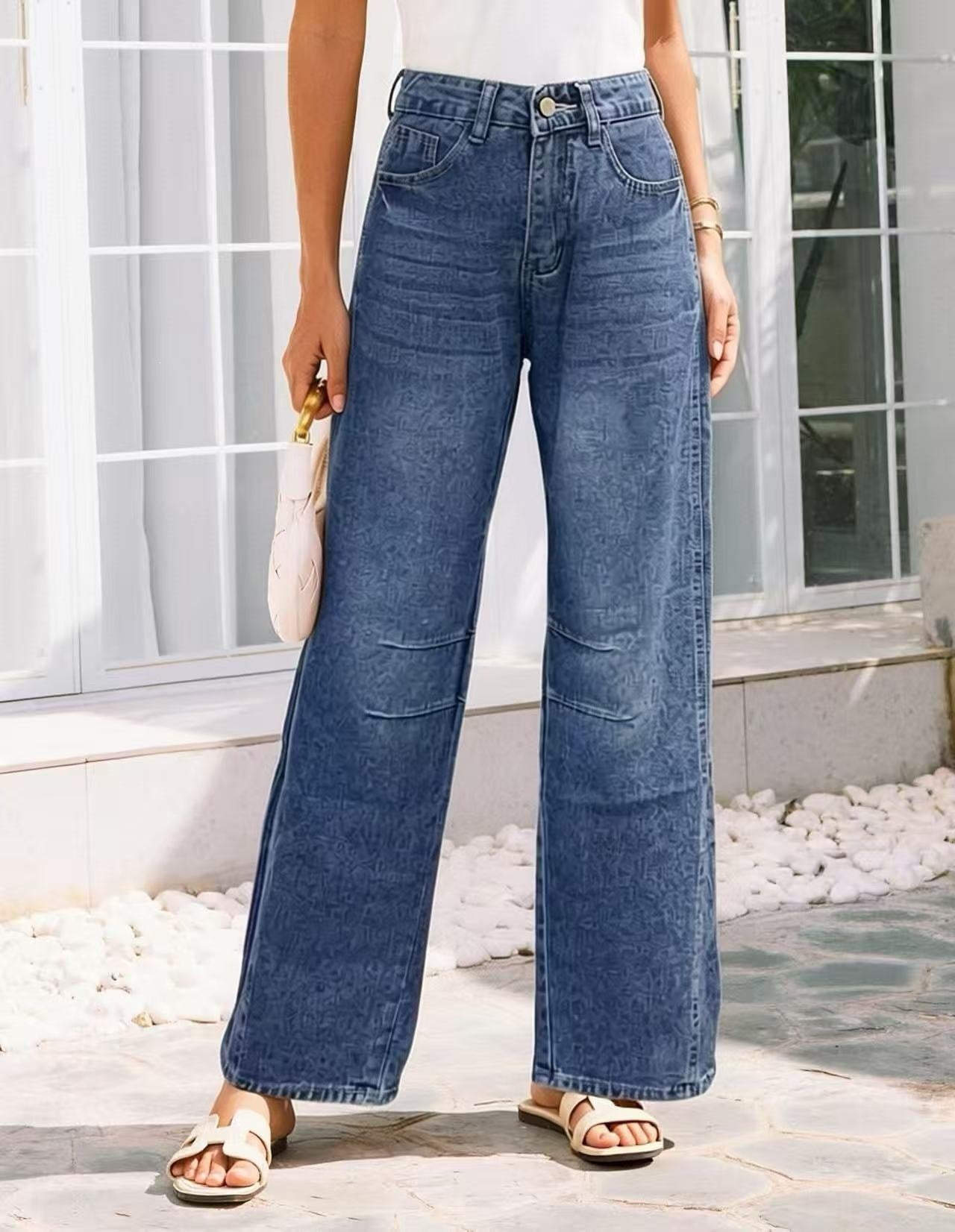 Women's Source Casual Fashion Wash Loose Mid Jeans