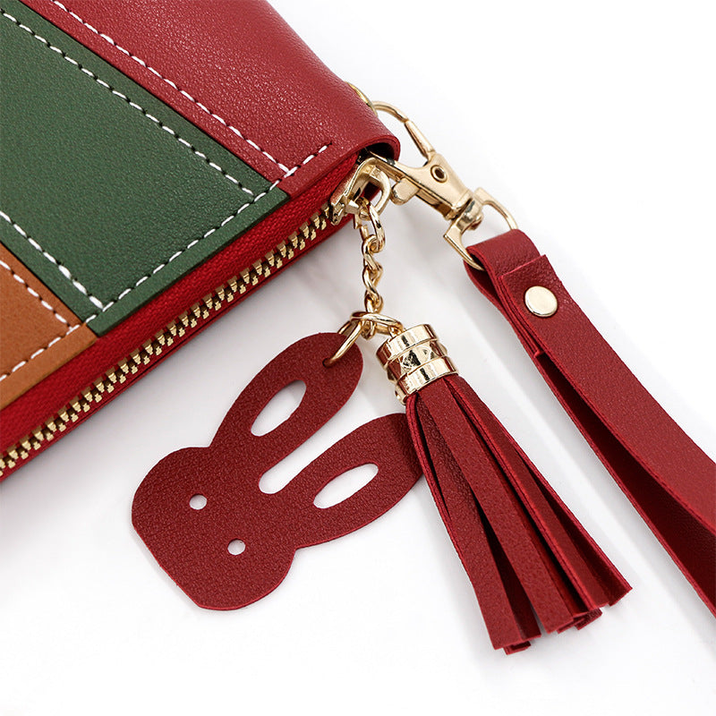 Style Simple Long Zipper Leather Patchwork Ladies Wallets