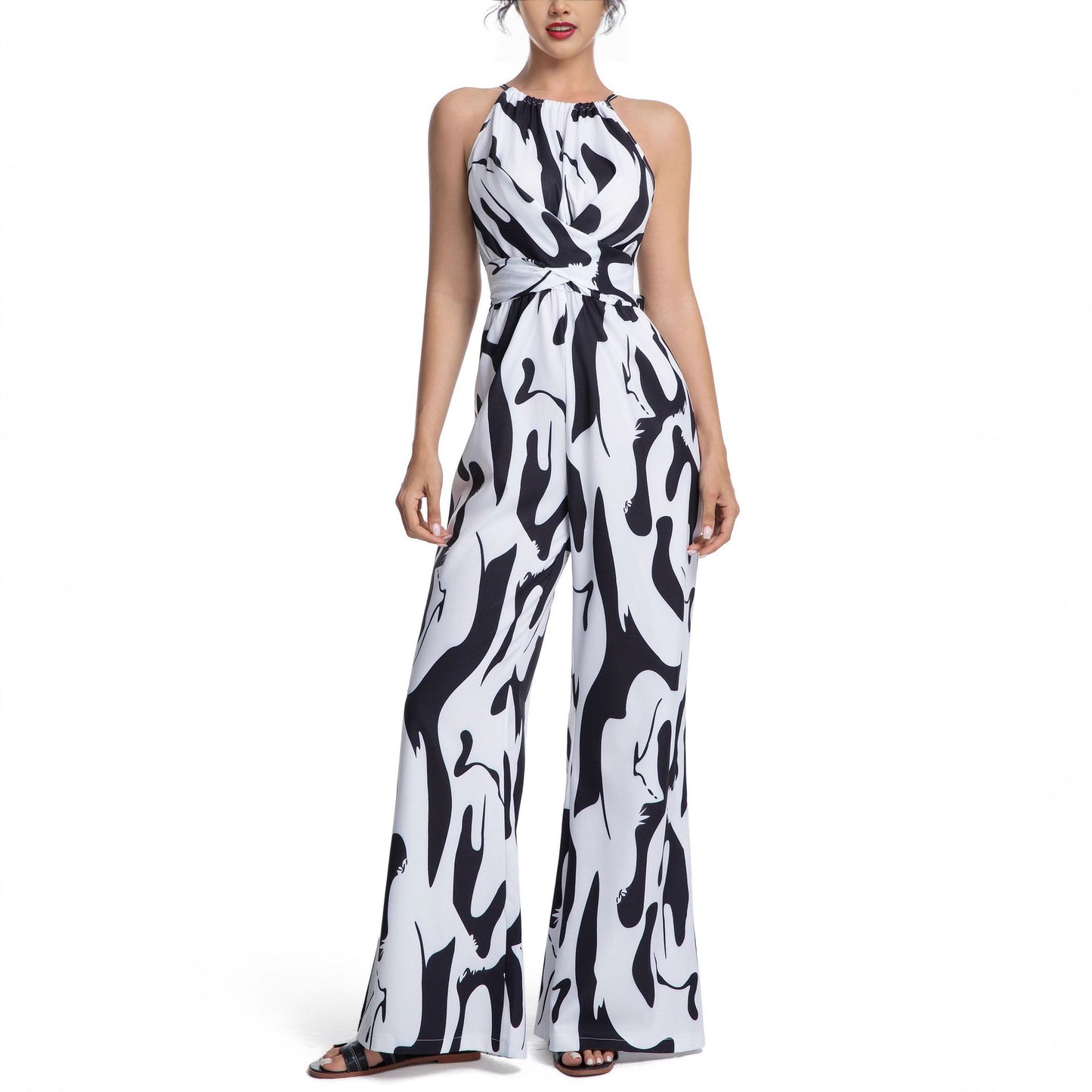 Summer Fashion Slimming Zebra Print Halter Women's Jumpsuit/clothing