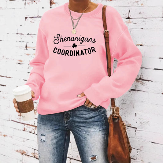 Women's Casual Long-sleeved Round Neck St. Day Printed Pullover Women's Sweater, Sweater