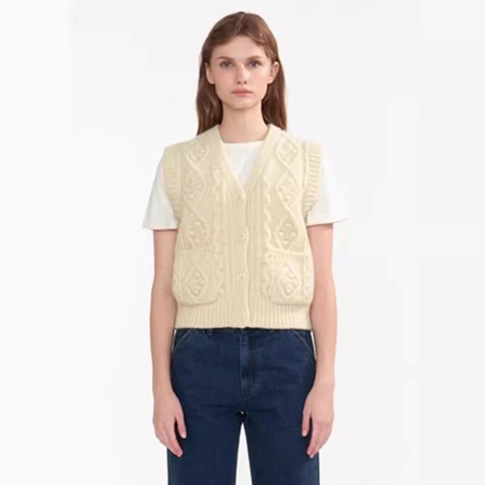 Women's Korean Style Casual Twist Waistcoat Buckle Vests