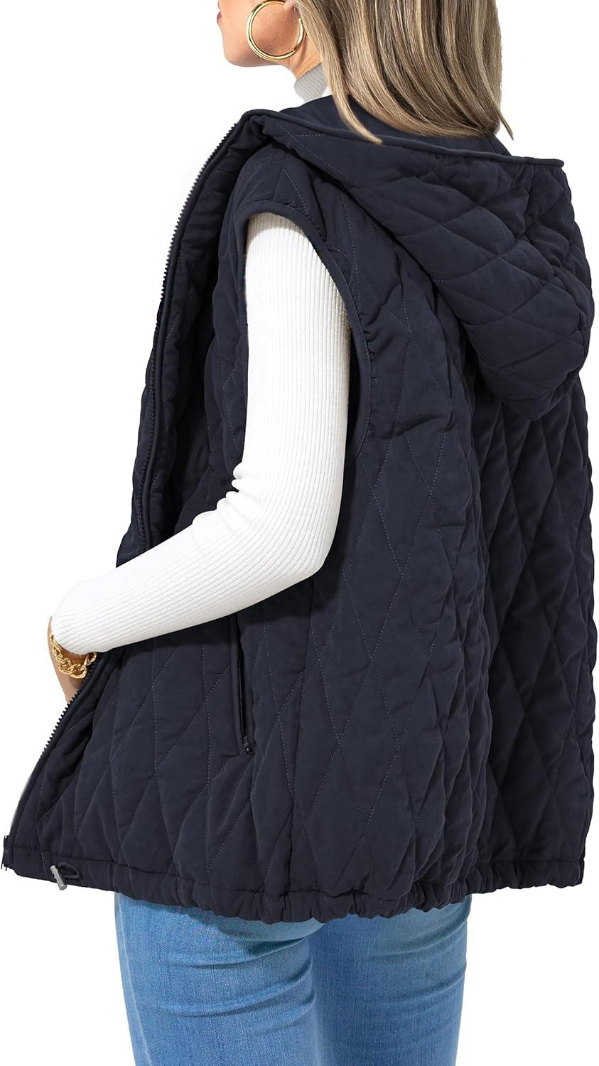 Ladies Hooded Waistcoat Lightweight Cotton Outer Vests