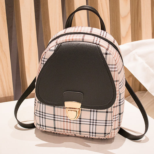 Women's Double Plaid Color Matching Tube About Backpacks