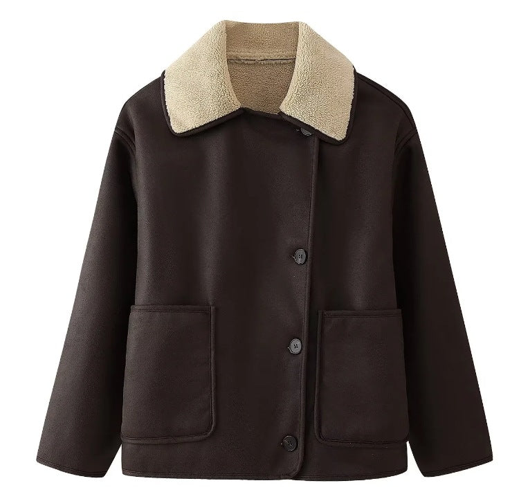 Women's Colors Fur Integrated Lamb Wool Thick Coats