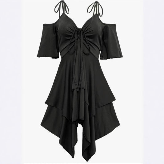 Women's Street Hipster Cold Shoulder Sleeve Casual Dress