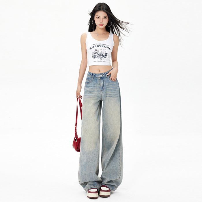 Women's Blue Gray Monkey Wash Washed Distressed Jeans