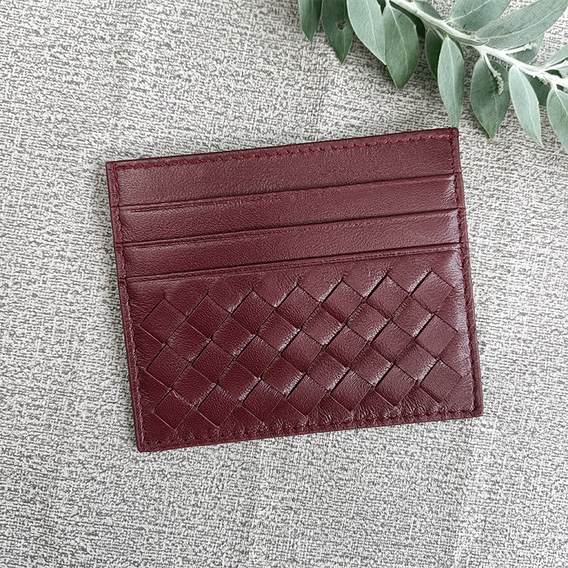 Women's & Men's & Name Sheepskin Woven Lightweight Clamp Card Holder