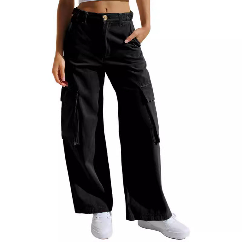 Casual Loose Wide Leg Straight Cargo Jeans