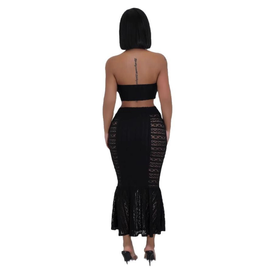 Women's Spring Sexy Tube High Waist Navel Fashion Casual Suit