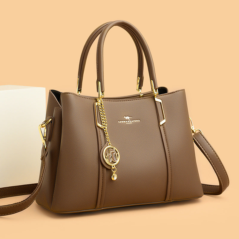 Women's Kangaroo Large Capacity Stitching Soft Leather Bags