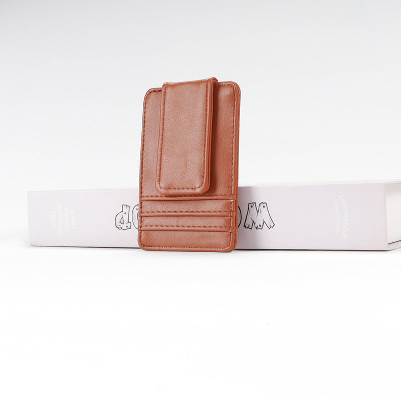 Men's Leather Lightweight Multiple Slots Magnet Retro Card Holder