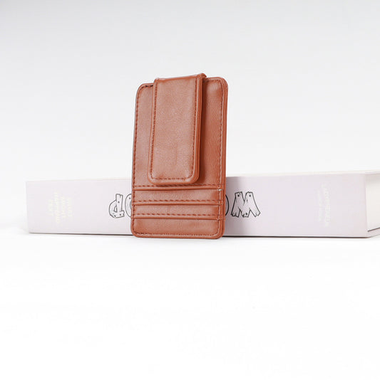 Men's Leather Lightweight Multiple Slots Magnet Retro Card Holder