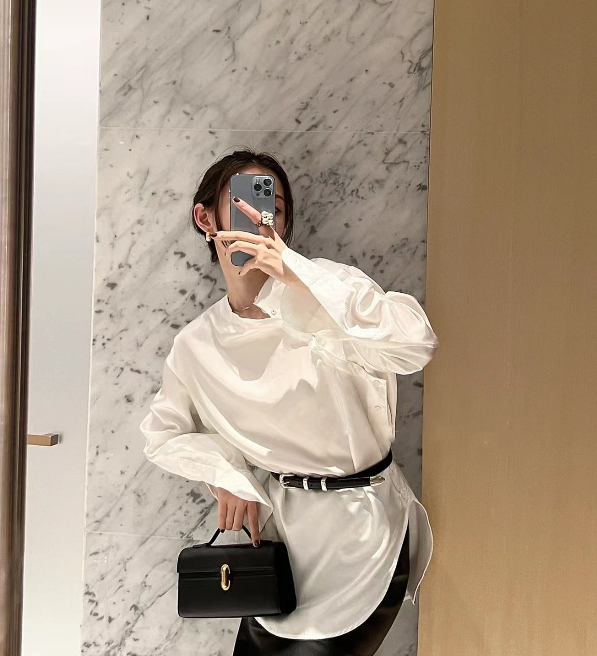 Casual Genuine Leather French Simplicity Cowhide Small Square Bags