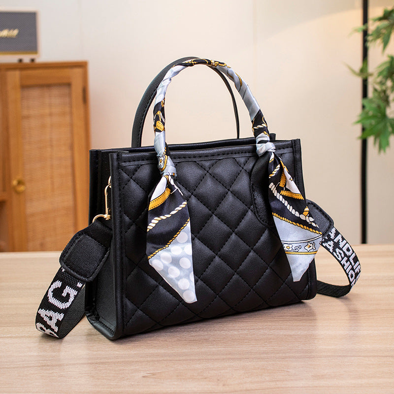 Women's Fashion Rhombus Embroidered Silk Scarf Girdle Crossbody Bags