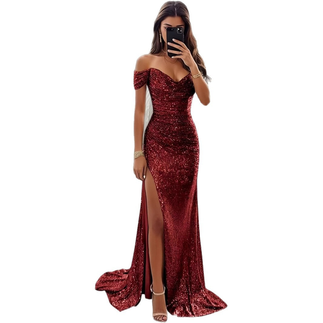Women's Party Sexy Sequined Large Swing Dress Dresses