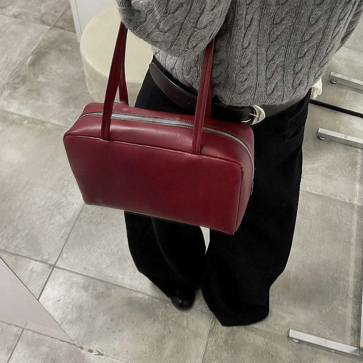 Attractive Bowling Sheepskin Commuter Portable Underarm Shoulder Bags