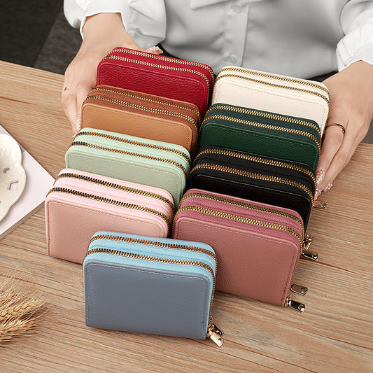 Women's Double Zipper Large Capacity Expanding Fashion Id Package