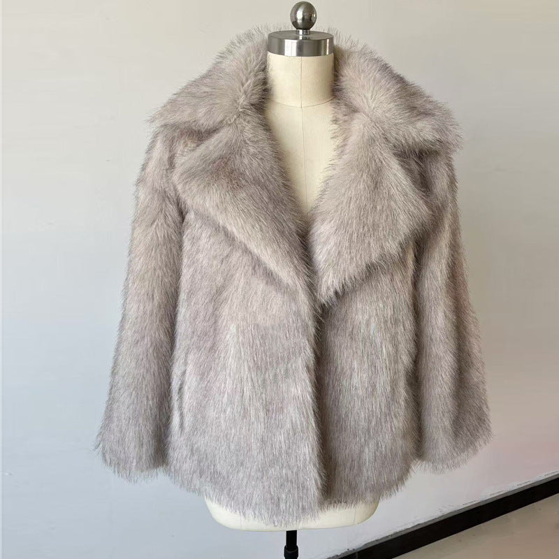Women's Fur Fluffy Dyed Tip Fox Loose Coats