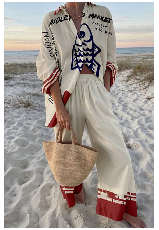 Women's Style Cruise Wear Seaside Tropical Printing Suits