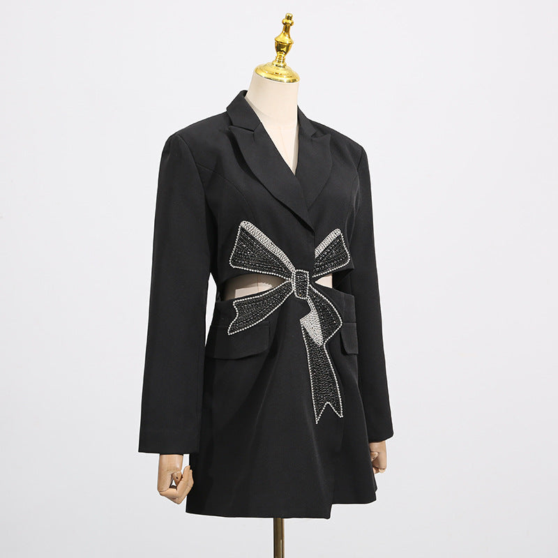 Women's Diamond Bow Midriff Outfit Design Sense Blazers