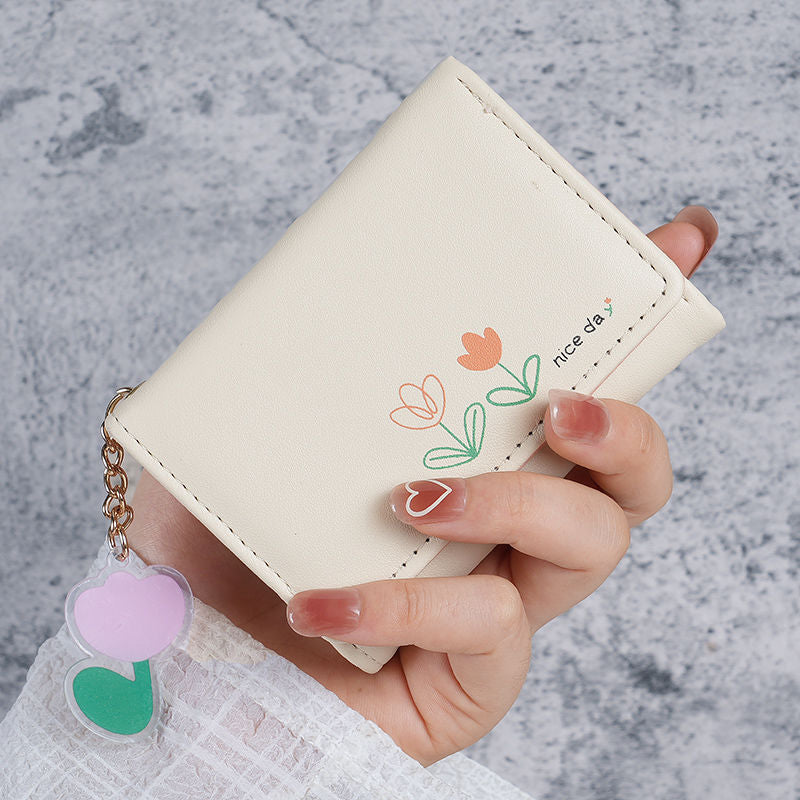 Women's Short Solid Color Simple Printed Cute Ladies Wallets