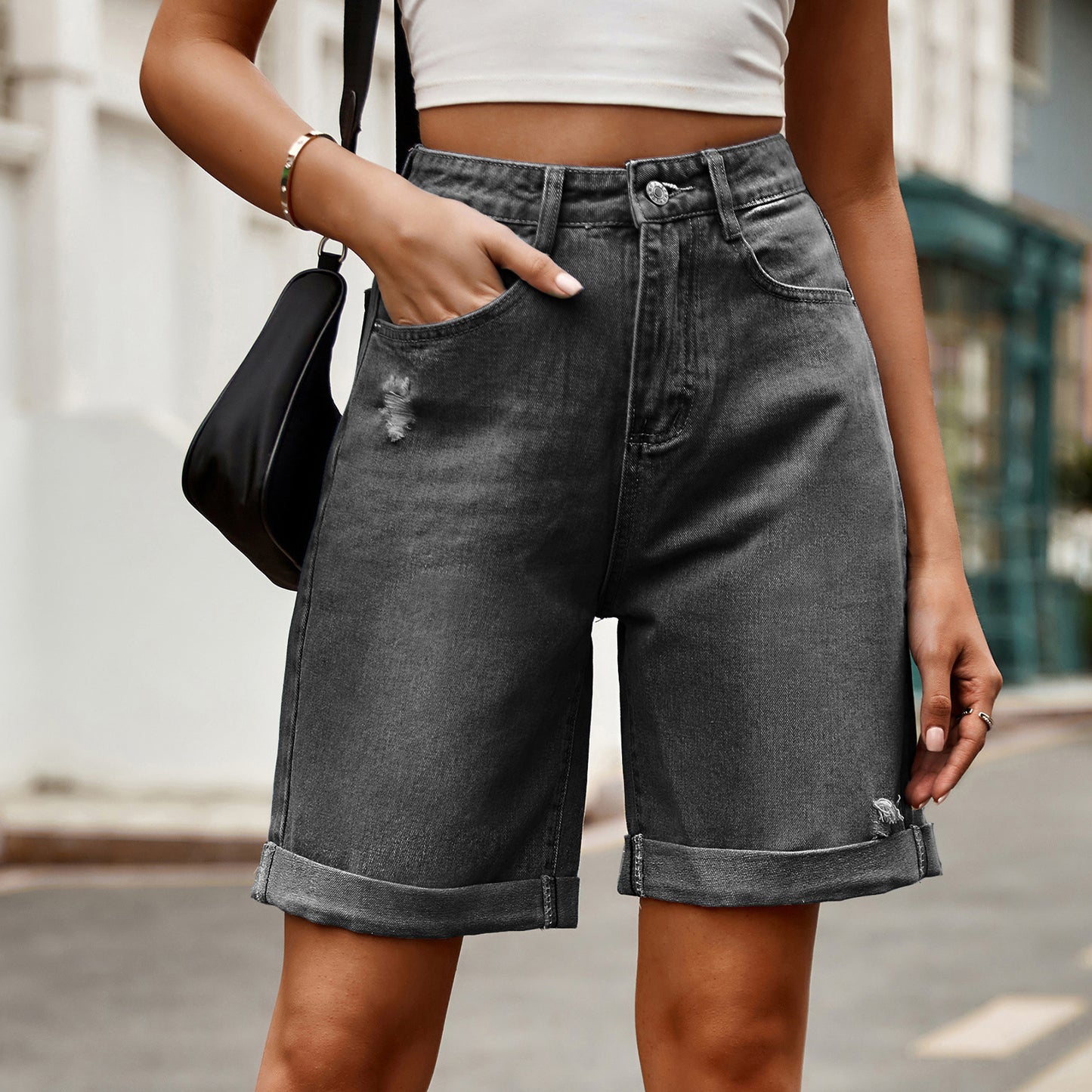 Women's Trade Ripped Curling Denim Casual Fashion Women's Jeans