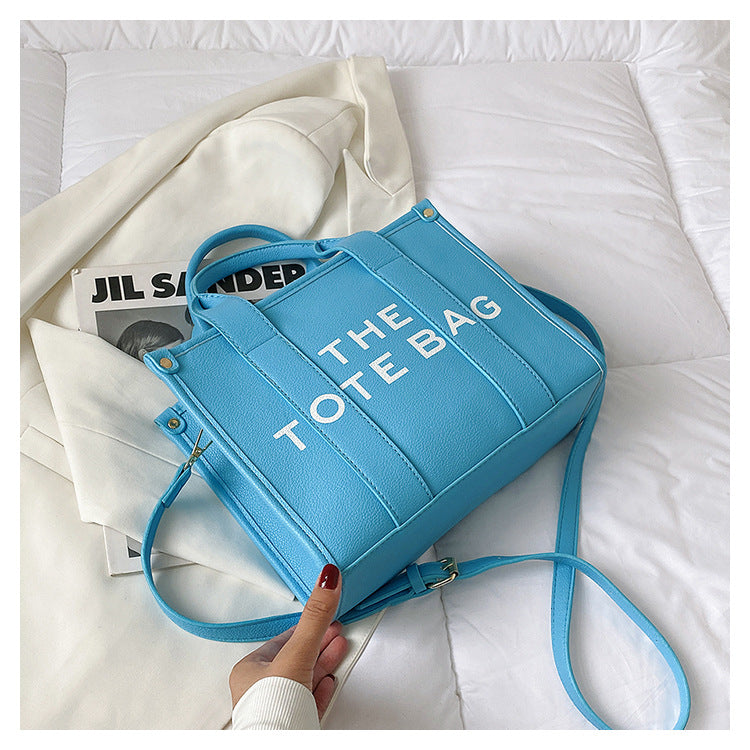 Women's Trendy Solid Color Letter Large Capacity Shoulder Bags