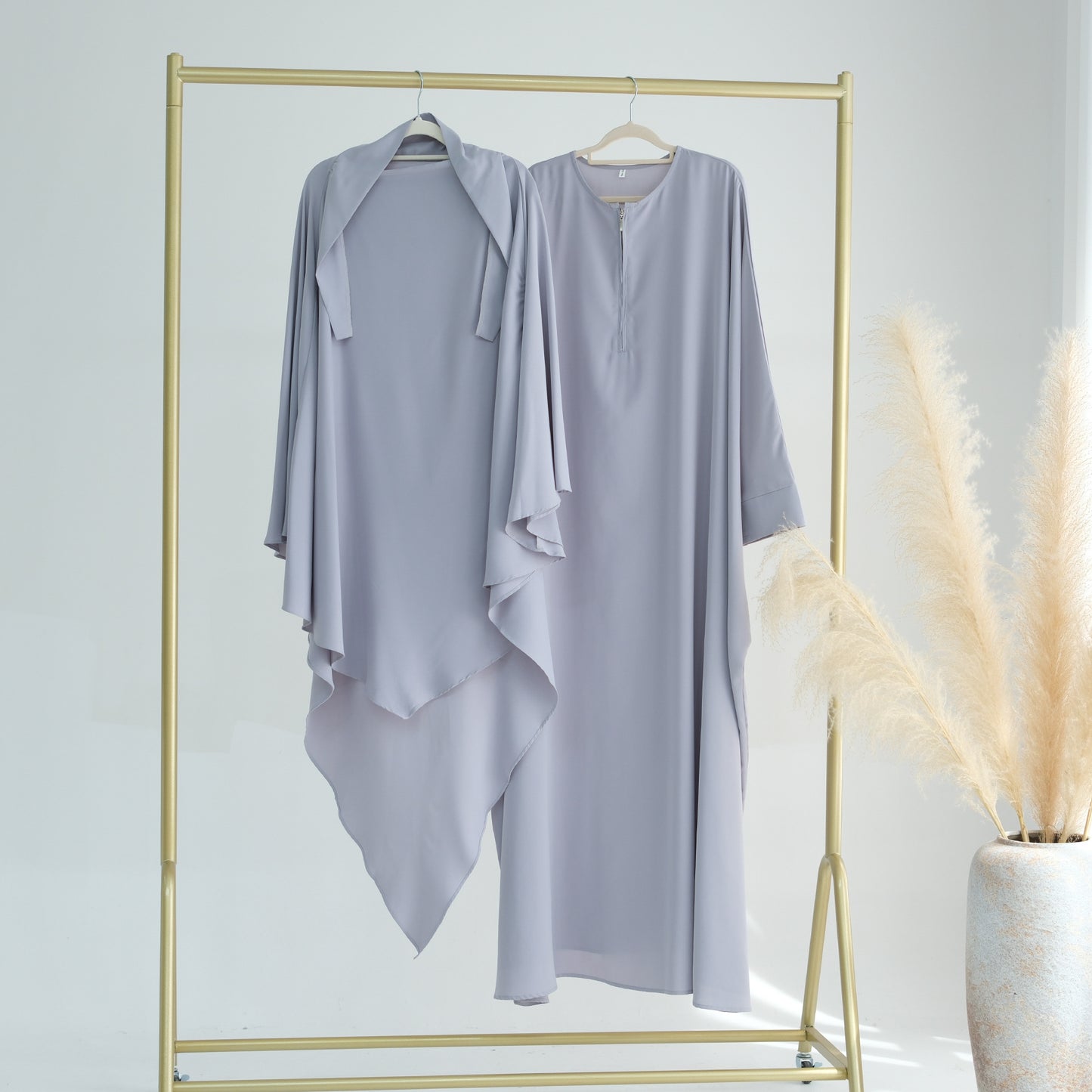 Swing Solid Color Batwing Sleeve Robe Dresses
