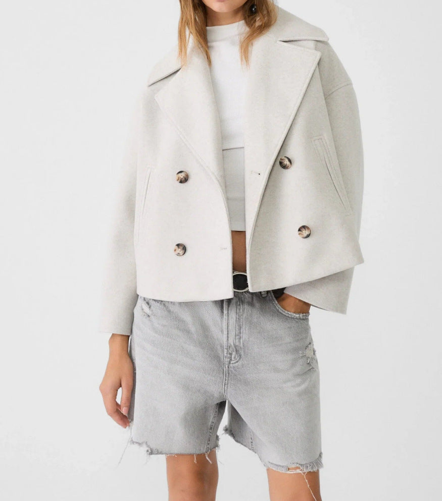 Women's Large Lapel Woolen Padded Long Sleeve Coats