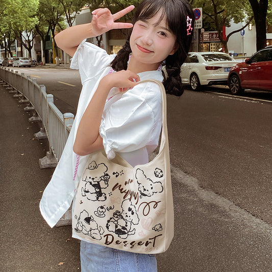 Women's Large Capacity Cute Cartoon Cloth Lightweight Shoulder Bags