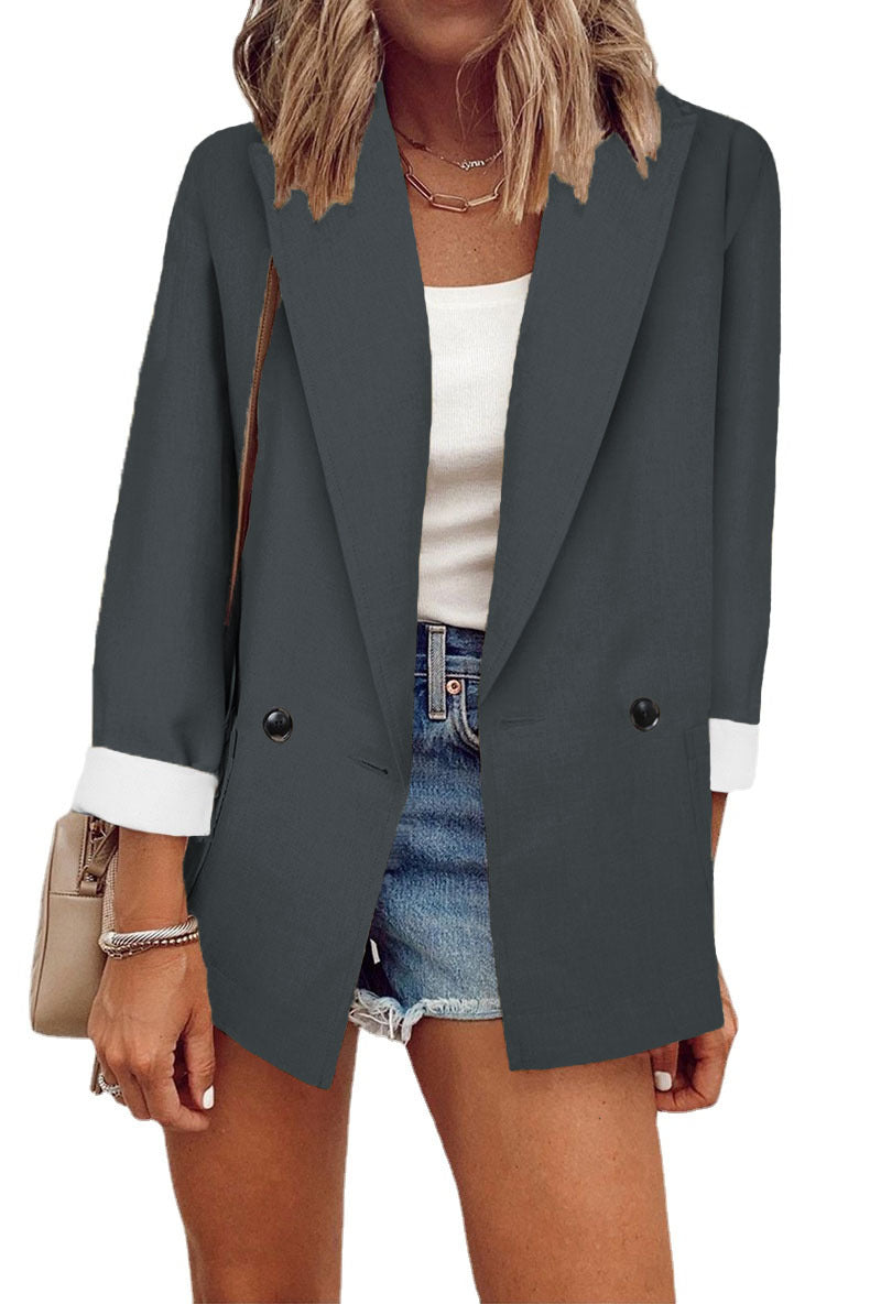 Fashion Solid Color Single Long Sleeve Small Suit