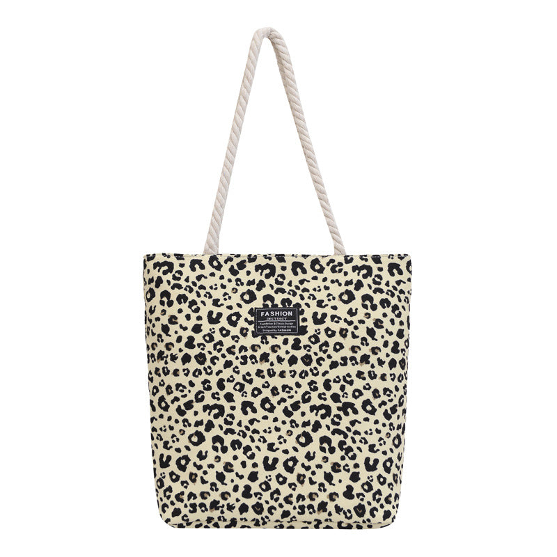 Canvas Autumn Vintage Leopard Print Schoolgirl Shoulder Bags