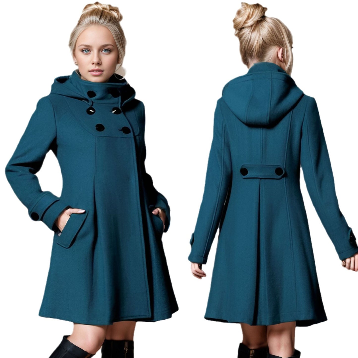 Women's Mid-length Hooded Double Breasted Halloween Cloak Coats