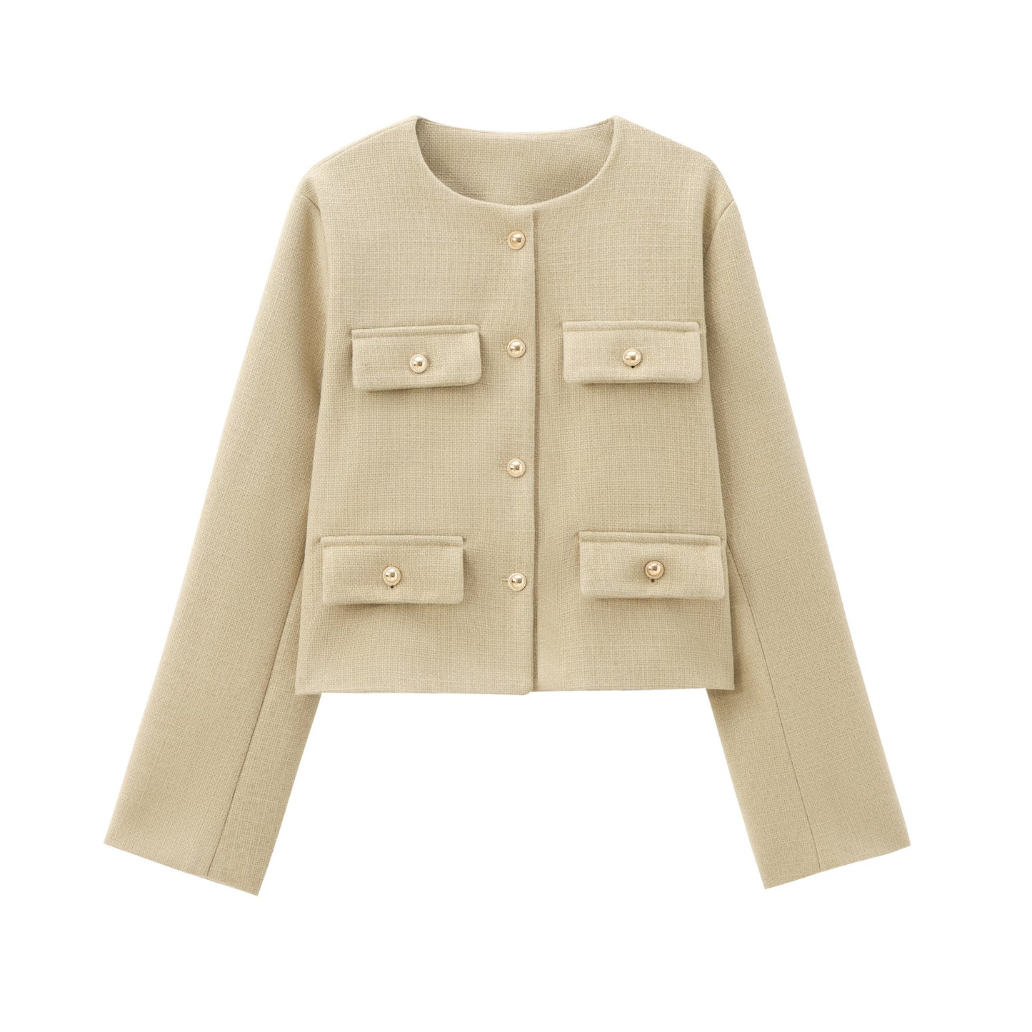 Women's Round Neck Temperament Leisure Classic Style Coats