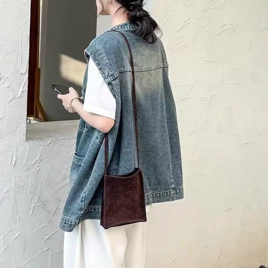 New Suede Genuine Leather Mobile Commute Crossbody Bags