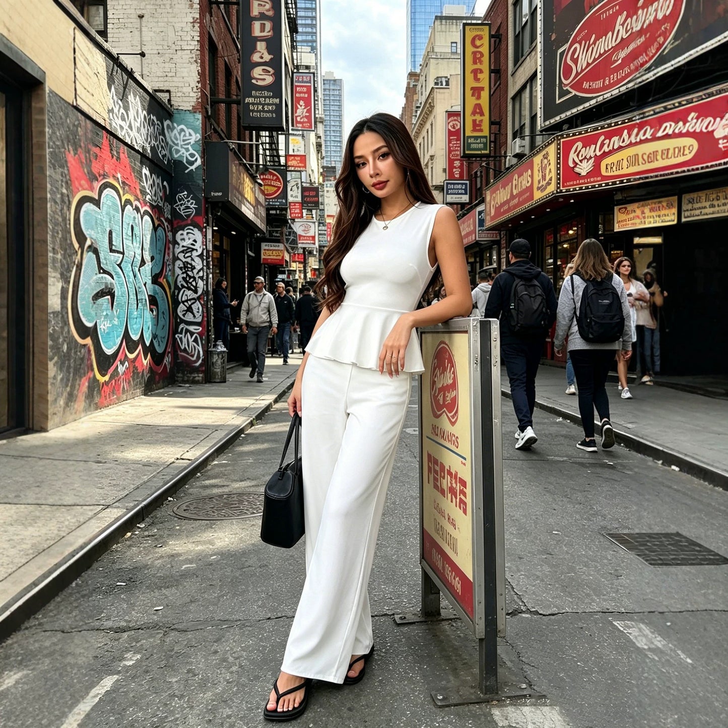 Women's Set Sleeveless Trousers Solid Color Old Tops