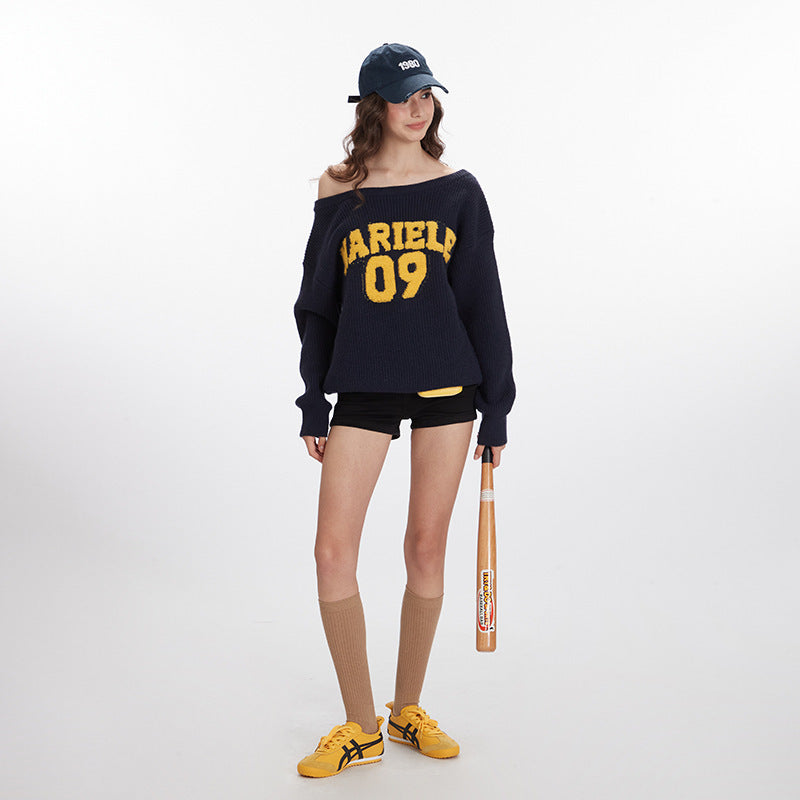 Women's Pullover Retro Diagonal Collar Jacquard Casual Sweaters