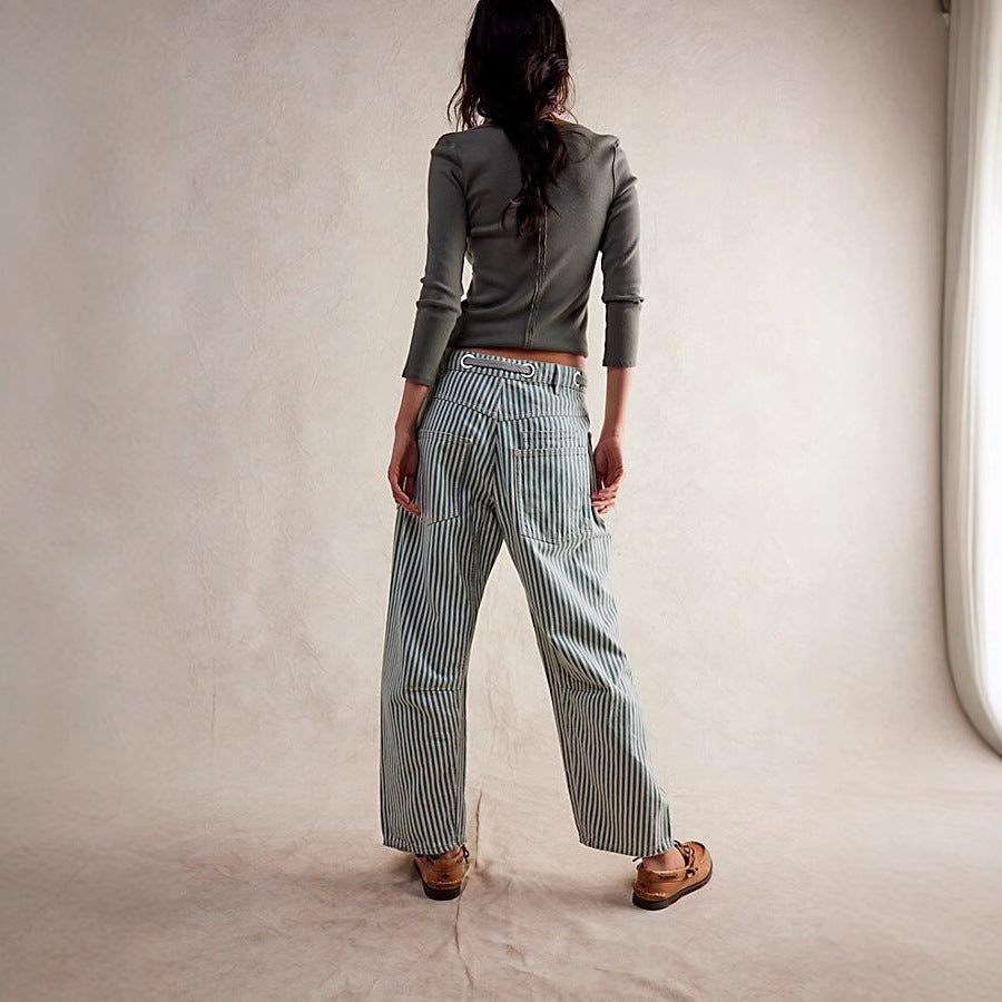 Mid Waist Fashion Commuter Casual Loose Wide Leg Women's Jeans