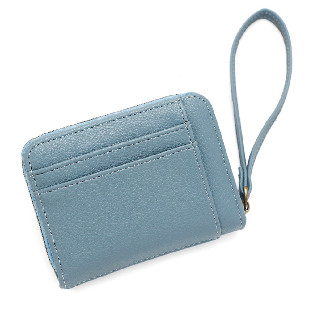 Women's Lychee Pattern Zipper Short Mini Storage Card Holder