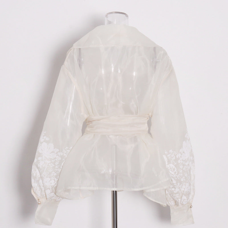 Women's Autumn Vintage Court Style Sexy Collar Blouses