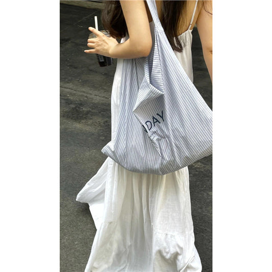 Women's Designer Simple Printed Striped Canvas Bags