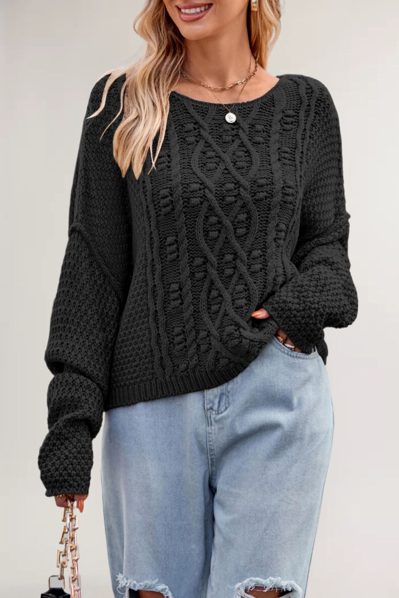 Women's Round Neck Twisted String Twist Specializing Sweaters
