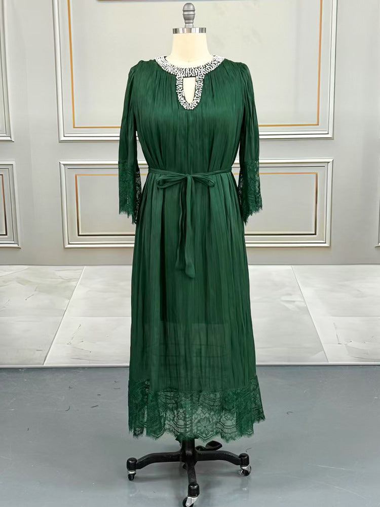 Women's Large Pleated Dress High-grade Lace Summer Dresses