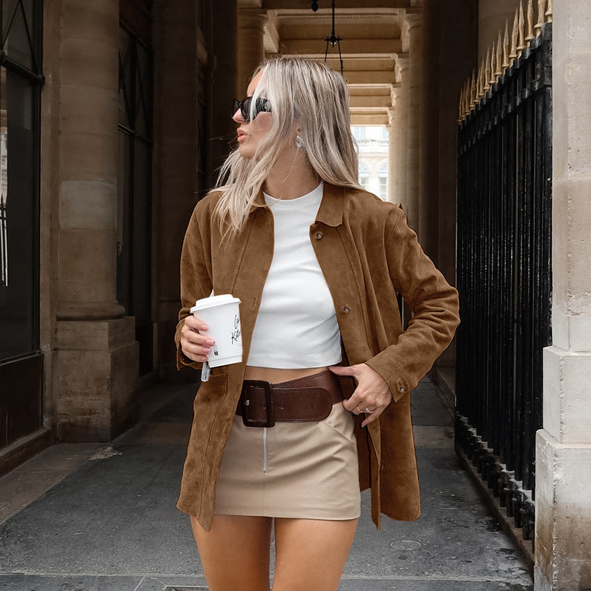 British Style Suede Loose Casual Autumn Blazers